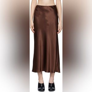 Reformation Layla Satin Silk Midi Skirt